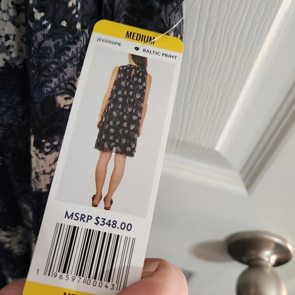 NWT Joie Thelen Baltic Blue sleeveless shift dress floral lace high neck medium - Picture 5 of 14